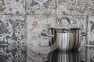 Saucepan on the ceramic hob