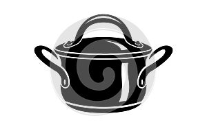 Saucepan for cook hot dishes icon, simple style
