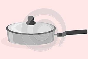 Saucepan stewpan for cooking new metal with lid kitchen item vector