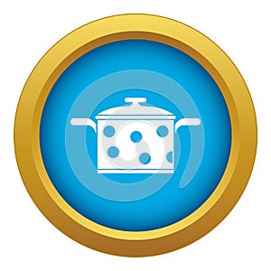 Saucepan with white dots icon blue vector isolated