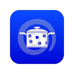 Saucepan with white dots icon digital blue