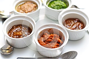 Sauces and dips on a plate