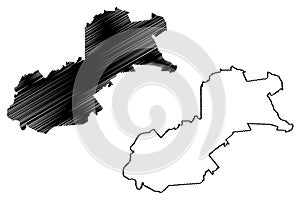 Saucillo municipality Free and Sovereign State of Chihuahua, Mexico, United Mexican States map vector illustration, scribble photo
