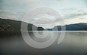Sauda fjord in Norway with slow shutter speed