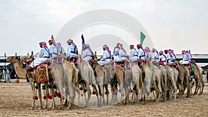 Saudi Arab Camel riders on traditional desert - safari festival in abqaiq Saudi Arabia. 10-Jan-2020