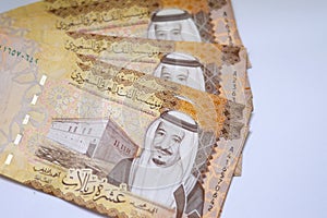 Saudi Arabia 10 SAR ten Saudi riyals cash money banknote with the photo of king Abdullah Bin AbdulAziz Al Saud, Murabba palace and