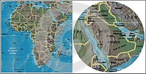 Saudi Arabia and Africa map