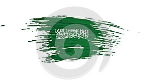 Saudi Arabia flag animation. Brush painted saudi arabian flag on white background. Brush strokes. State patriotic national banner