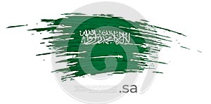 Saudi Arabia flag. Brush strokes, grunge. Stripes colors of the saudi arabian flag on a white background. Vector design national