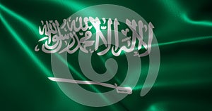 Saudi Arabia Flag with waving folds, close up view, 3D rendering