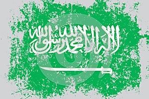 Saudi Arabia grunge, old, scratched style flag