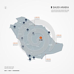 Saudi Arabia infographic map vector illustration. photo