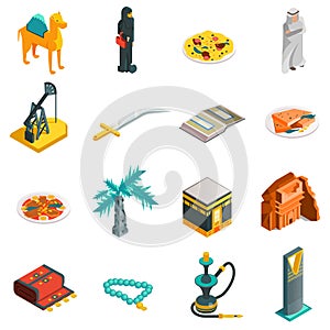 Saudi Arabia Isometric Touristic Icons Set