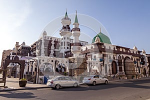 Saudi Arabia Jeddah 16 December 2018 Al Mabarrah Mosquet And Al Tayebat International Cityin jeddah Street view in Jeddah Al Bawad