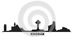 Saudi Arabia, Khobar city skyline isolated vector illustration. Saudi Arabia, Khobar travel black cityscape photo