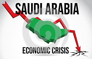 Saudi Arabia Map Financial Crisis Economic Collapse Market Crash Global Meltdown Vector