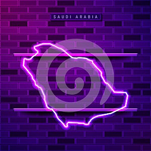 Saudi Arabia map glowing purple neon lamp sign