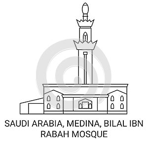 Saudi Arabia, Medina, Bilal , Ibn Rabah Mosque travel landmark vector illustration