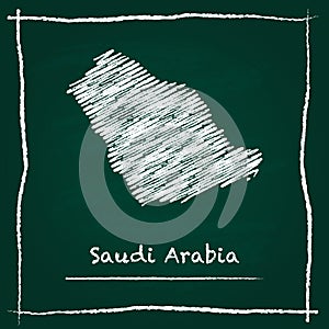 Saudi Arabia outline vector map hand drawn with.