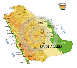 Saudi Arabia physical map