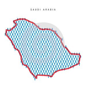 Saudi Arabia population map. Stick figures Saudi Arabian people map. Pattern of men and women. Flat vector illustration