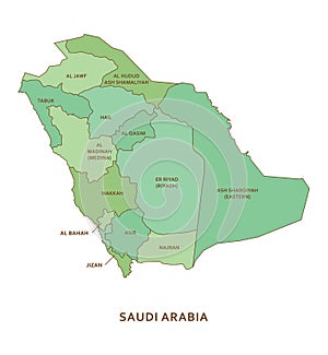 Saudi Arabia regions, vector geography background