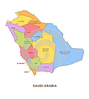 Saudi Arabia regions, vector geography background