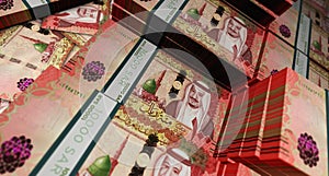 Saudi Arabia Rial 100 SAR banknote money 3d illustration