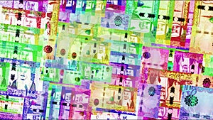 Saudi Arabia Rial 100 SAR banknotes abstract color mosaic pattern