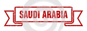 Saudi Arabia ribbon banner. Saudi Arabia grunge band sign.