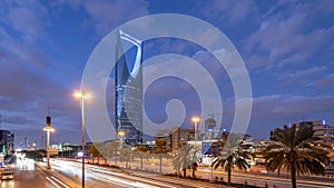 Saudi Arabia Riyadh landscape at Blue Hour - Riyadh Tower Kingdom Centre Daylight - Kingdom Tower â€“ Riyadh Skyline - Burj Al-