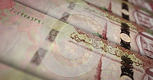 Saudi Arabia Riyal money banknote surface loop animation