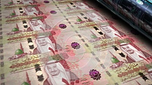 Saudi Arabia Riyal money banknotes printing seamless loop