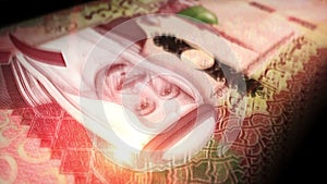 Saudi Arabia Riyal money counting seamless loop