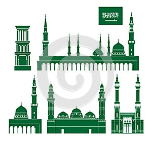 Saudi Arabia set. Isolated Saudi Arabia architecture on white background