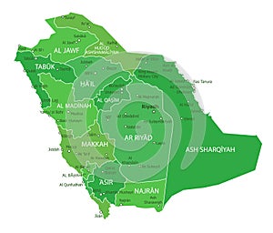 Saudi Arabia states map vector illustration template