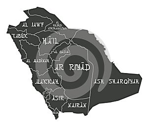 Saudi Arabia states map vector illustration template