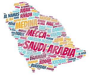 Saudi Arabia top travel destinations word cloud