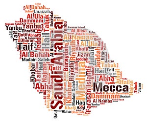 Saudi Arabia top travel destinations word cloud