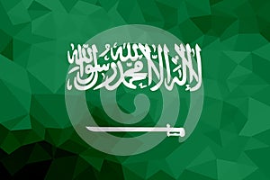 Saudi Arabia polygonal flag. Mosaic modern background. Geometric design