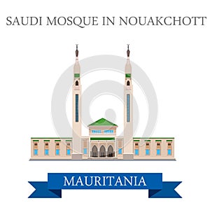 Saudi Mosque in Nouakchott Mauritania Flat vector