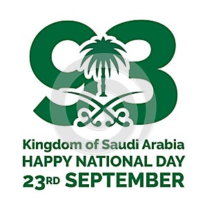 Saudi National Day 93. 23rd September. Kingdom of Saudi Arabia flag