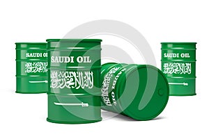 Saudi oil barrels isolated on white background