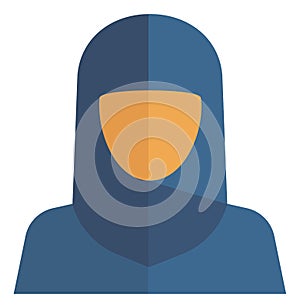 Saudi woman flat icon. Muslim person in tudung