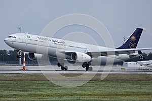 Saudia plane taking off from airport