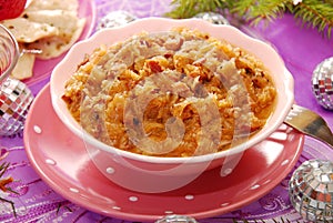 Sauerkraut (bigos) with sausage for christmas