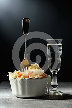Sauerkraut and a glass of vodka