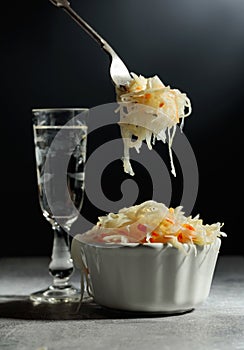 Sauerkraut and a glass of vodka