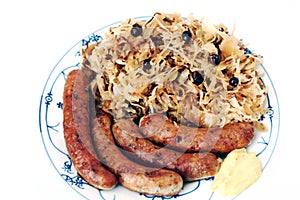 Sauerkraut and grilled sausages