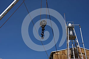 Sauerman Bros pulley and hook at Cheyne`s Beach Whaling station, Albany, WA, Australia photo